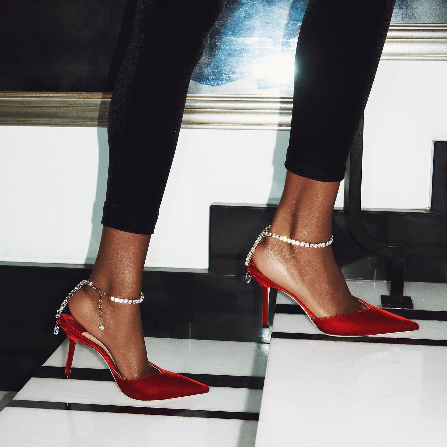 image  1 Jimmy Choo - Step up your part wardrobe with a pair of crystal-finished Saeda pumps #JimmyChoo