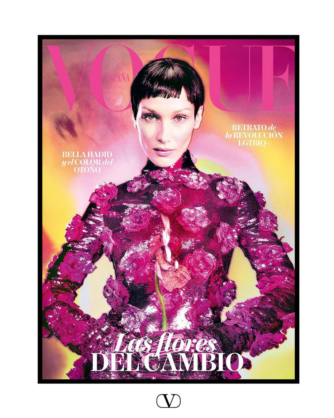 Valentino - #bellahadid covers #voguespain wearing #ValentinoPinkPPCollection  For the August issue,